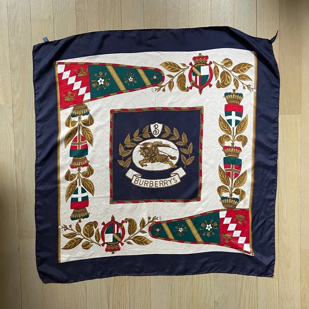 Vintage '80s Burberry Silk Scarf 33 Inches x 33 Inches